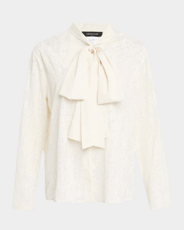 Burnout Tie-Neck Blouse